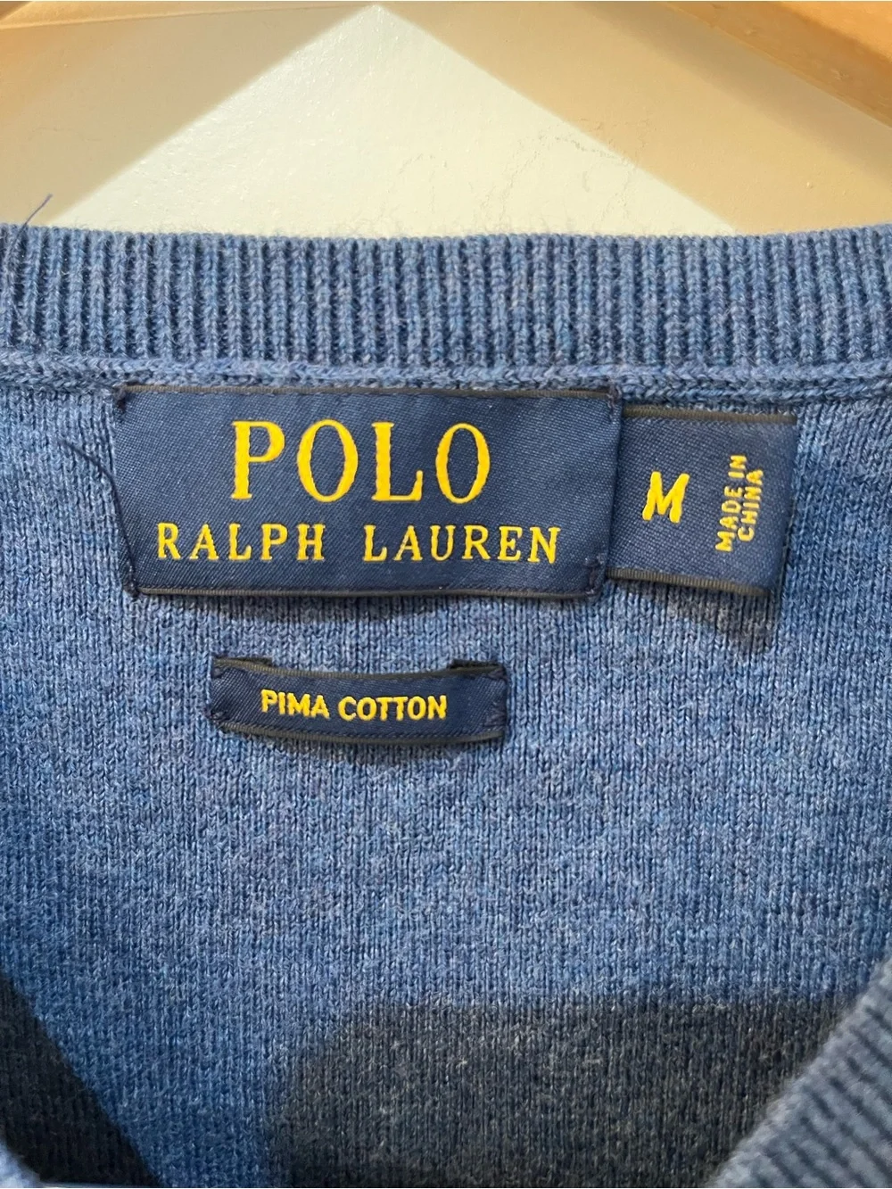 Polo Ralph‎ Lauren Mens Medium V-Neck Sweater Vest Pima Cotton Blue Golf